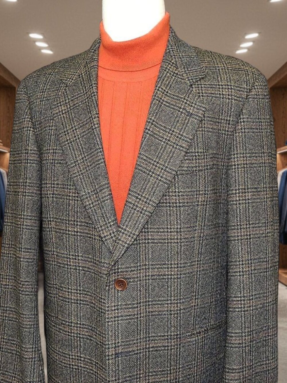HUGO BOSS Plaid All Season Soft Wool Ventless Men's Blazer 42-R MINT